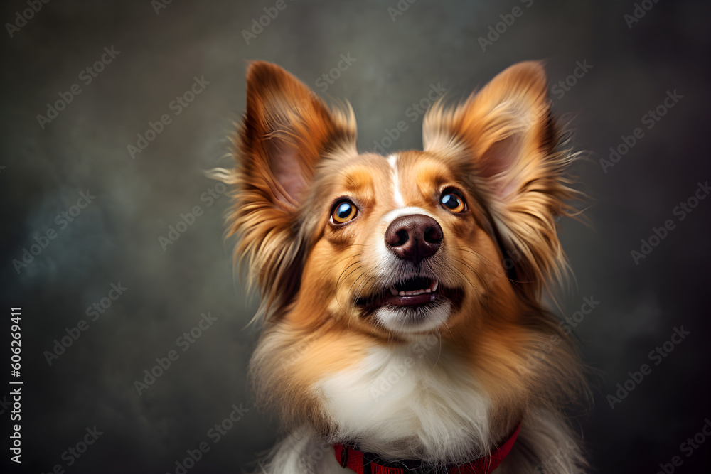 Cute Collie Dog Portrait Studio Shot