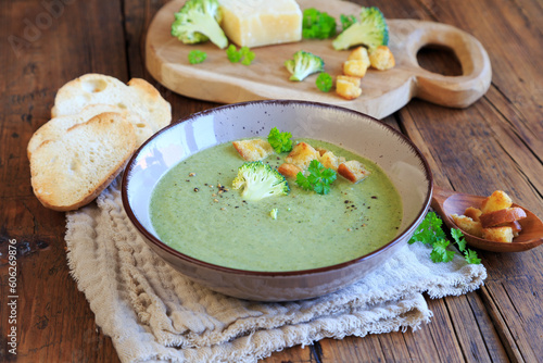 Broccolicremesuppe mit Croutons