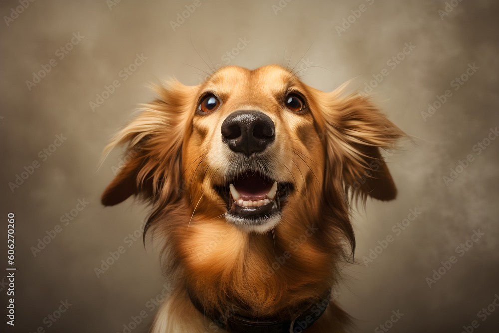 Cute Spaniel dog portrait studio shot close up