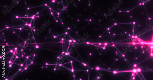 Abstract purple energy lines plexus triangles magical bright glowing futuristic hi-tech background © Bolbik