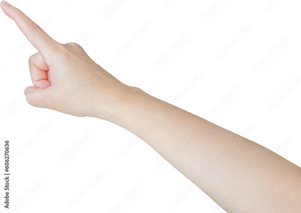 female hand touching or pointing to something isolated on white background female hand touching or pointing to something isolated on white background