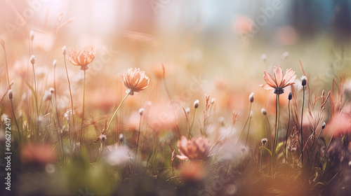Beautiful spring flowers in the forest. Soft focus, shallow DOF.