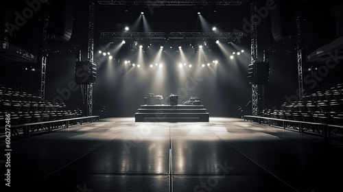 Stage Spotlight with Stage Podium and Light Effects.