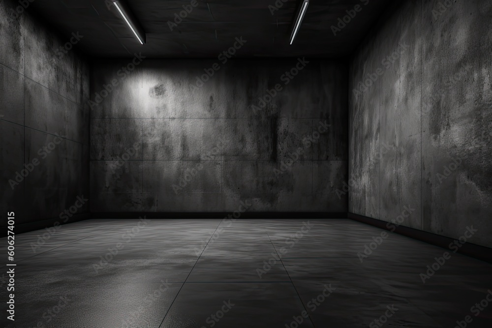 Dark black and gray abstract cement wall and interior textured studio room for product display. Wall background Dark black and gray abstract cement wall and interior textured studio room for product display. Wall background