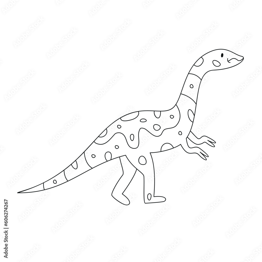 Fototapeta premium Hand drawn linear vector illustration of plateosaurus dinosaur