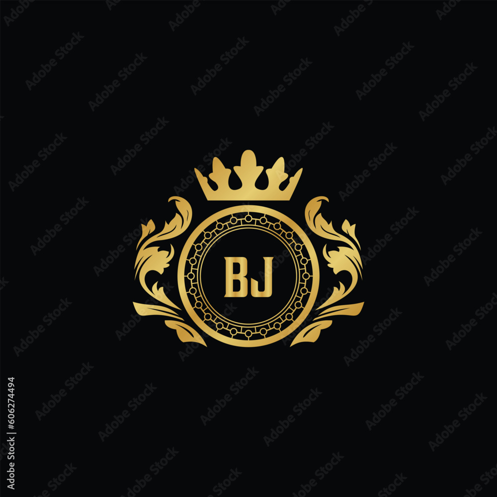 Fototapeta premium Luxury royal wing letter BA-BZ crest gold color logo vector image