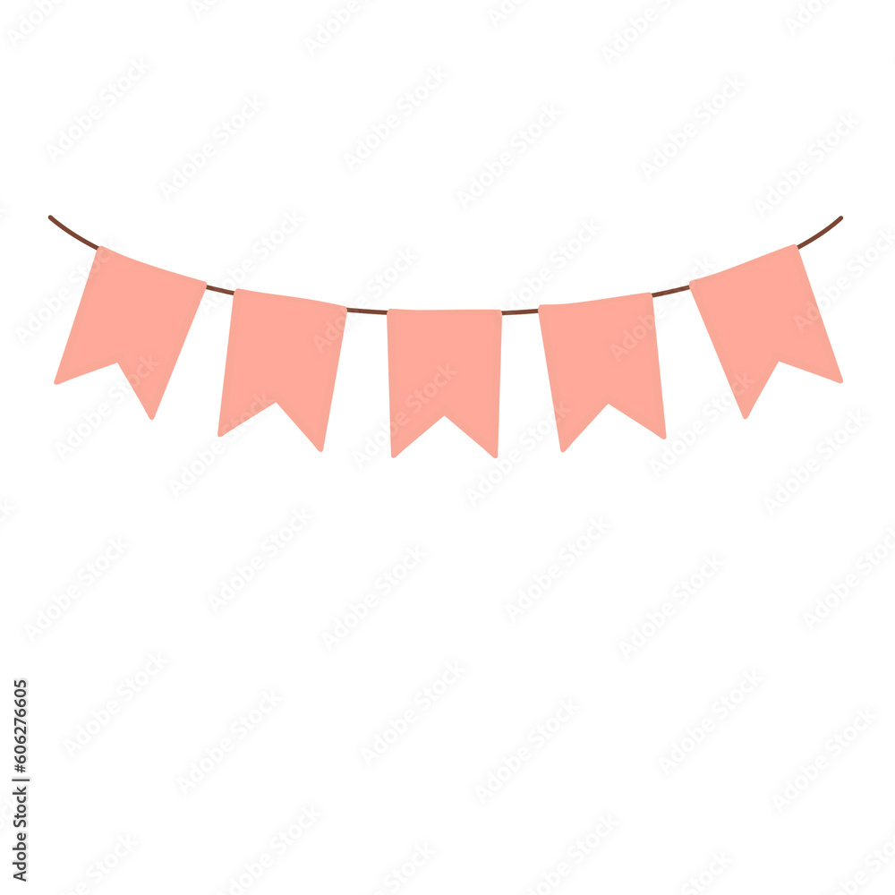 Obraz premium Watercolor Orange pennants Party flag. 
