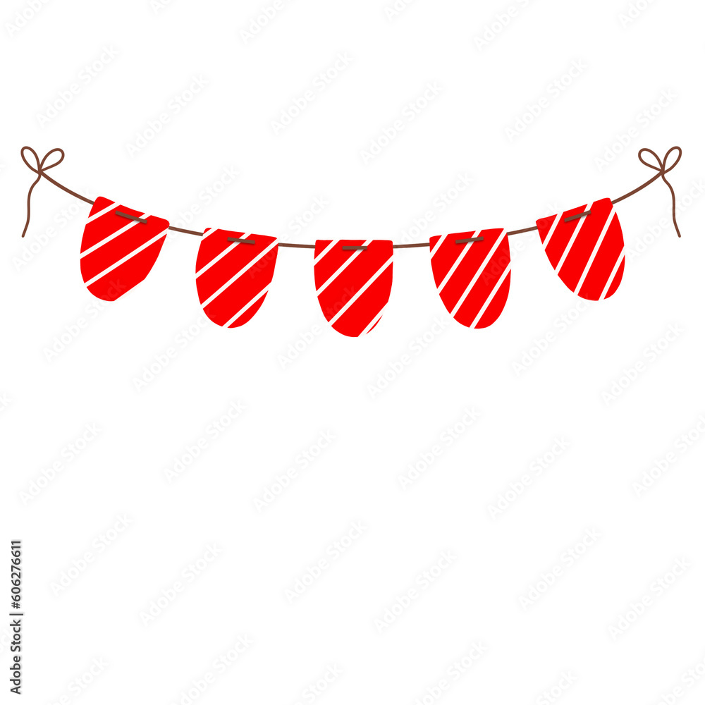 Watercolor red pennants Party flag.	
