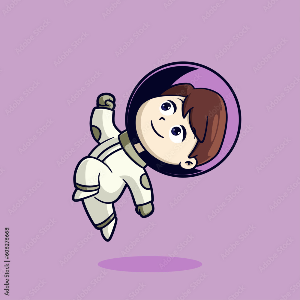 Funny astronaut relaxing on space vector illustration icon concept isolated flat cartoon Style Funny astronaut relaxing on space vector illustration icon concept isolated flat cartoon Style