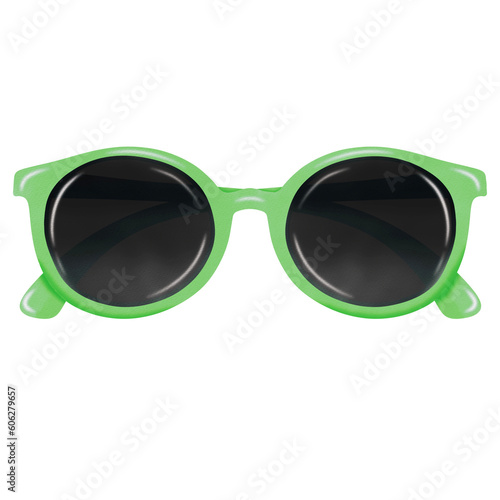 Green sunglasses watercolor . 