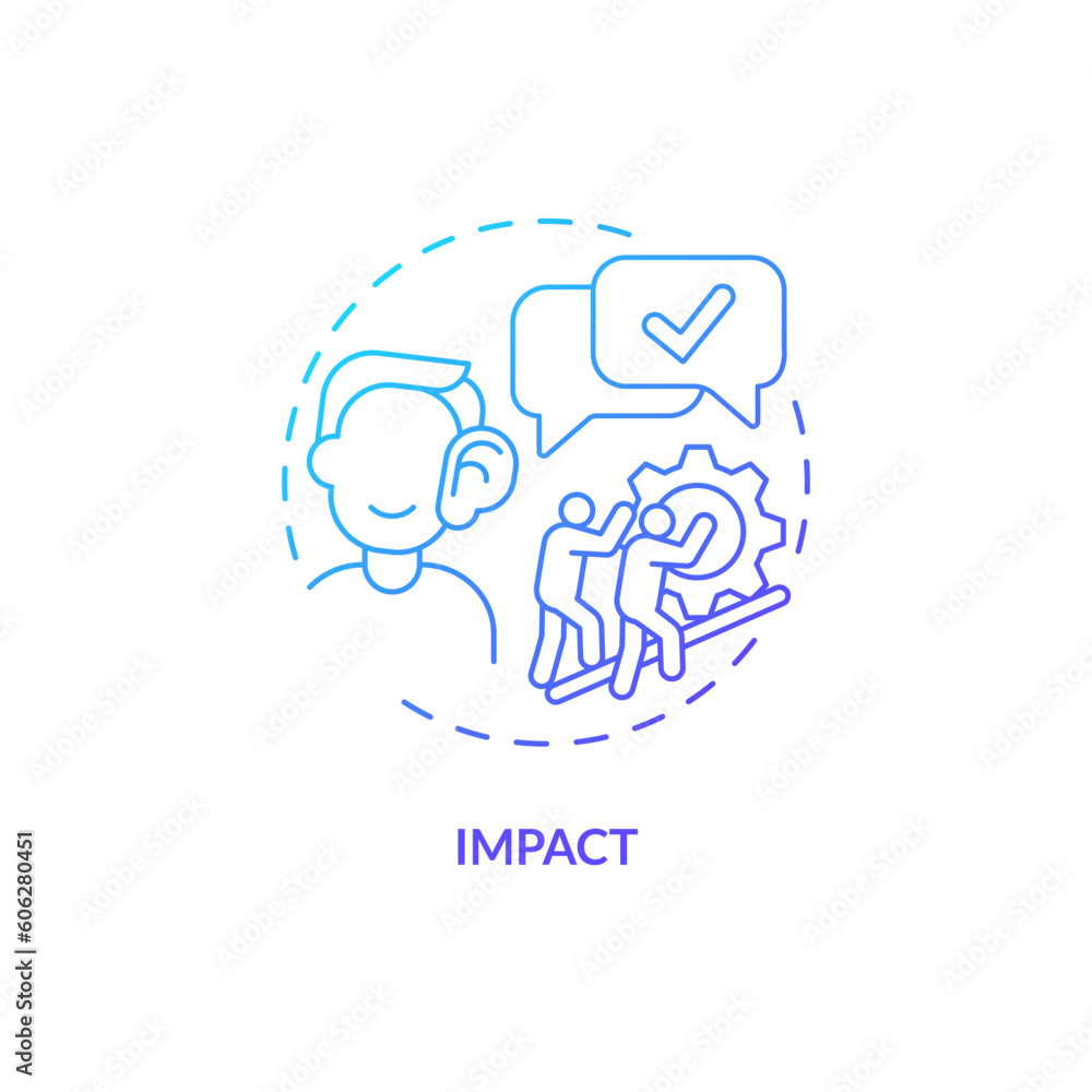 Impact blue gradient concept icon. Life changing. Sense of belonging. Community support. Personal growth. Positive change abstract idea thin line illustration. Isolated outline drawing Impact blue gradient concept icon. Life changing. Sense of belonging. Community support. Personal growth. Positive change abstract idea thin line illustration. Isolated outline drawing