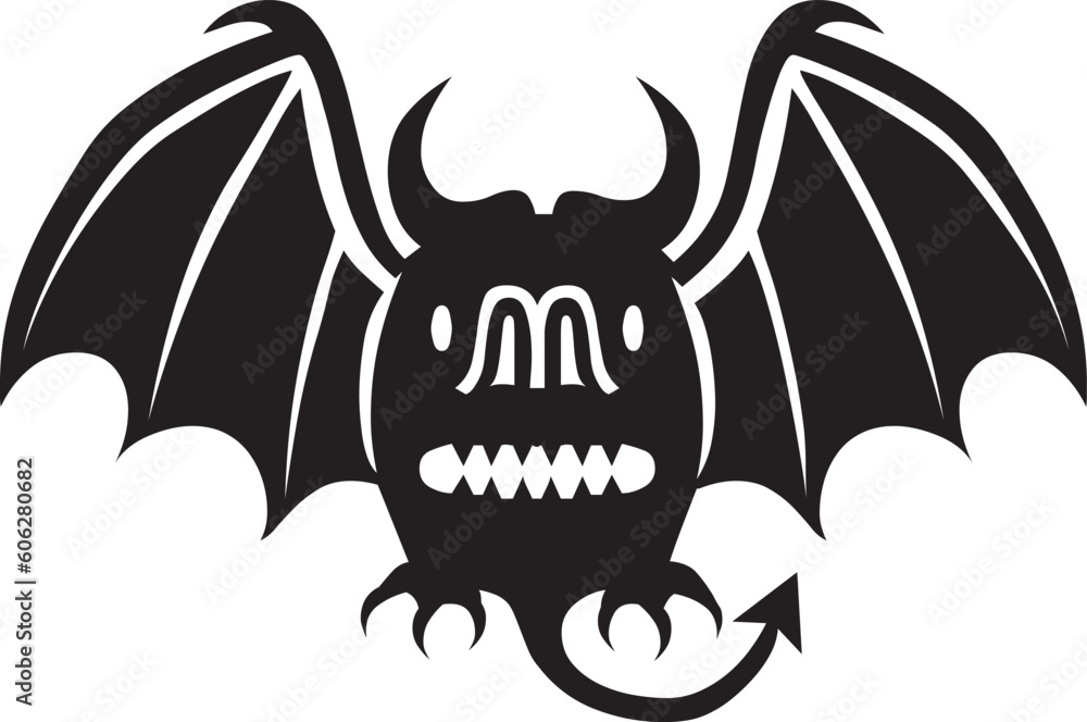 black and white illustration of a bat