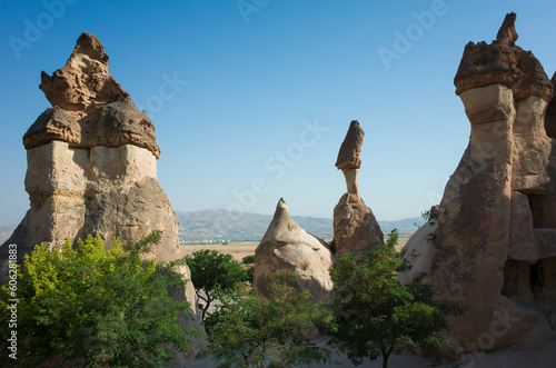Bizarre rock formations of Pasabag Valley Monks Valley in Cappadocia, Mushroom-Shaped Fairy Chimney in Goreme National Park, Nature of Turkey Central Anatolia