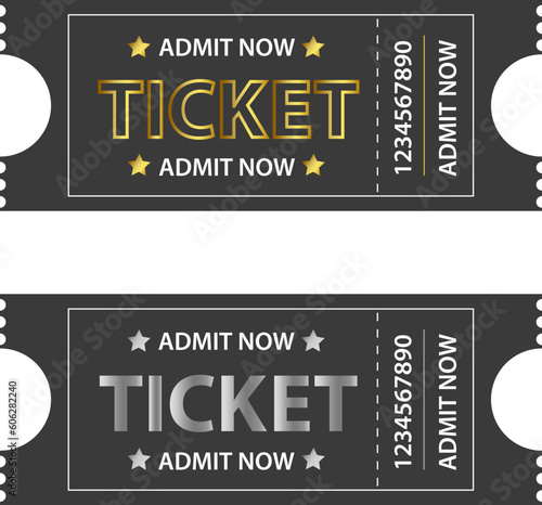 Admit one ticket, black backround, vector 