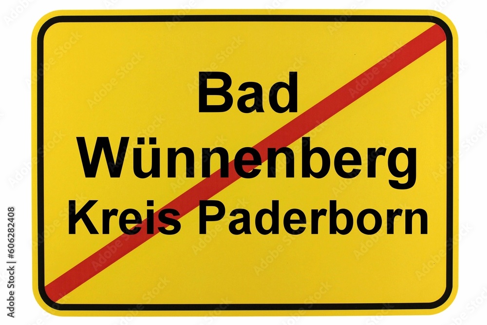 Illustration eines Ortsschildes Bad Wünnenberg in Nordrhein-Westfalen