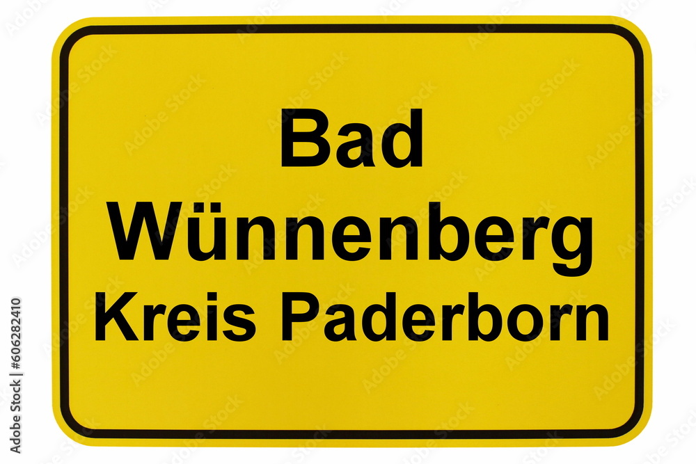 Illustration eines Ortsschildes Bad Wünnenberg in Nordrhein-Westfalen