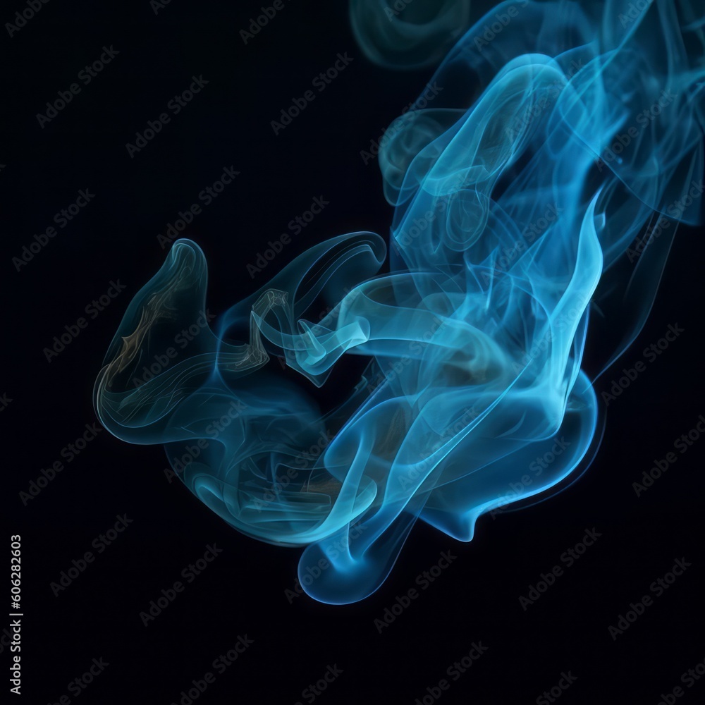 Rendering of Abstract Glowing Blue Smoke Generative Illustration