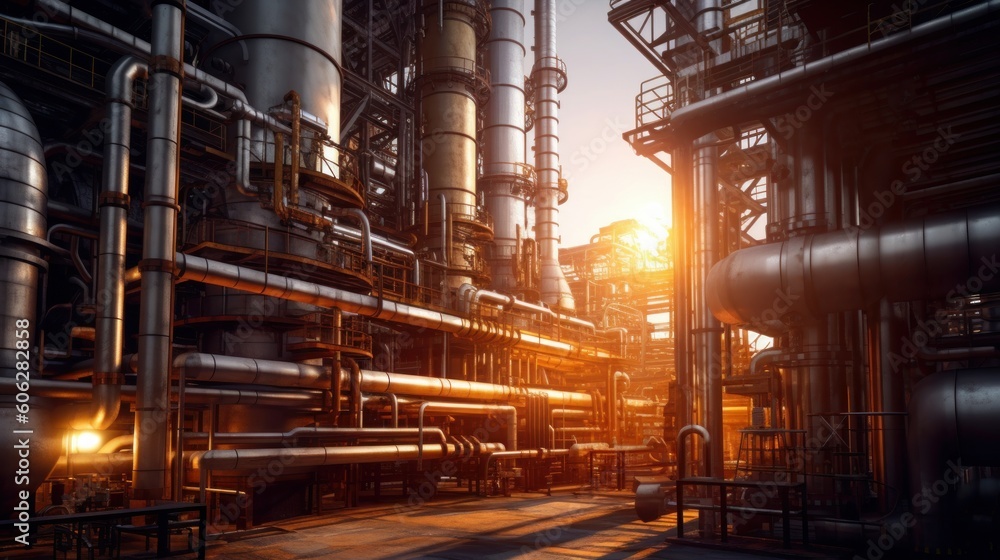 Industrial pipeline on a sunny day. Generative AI Industrial pipeline on a sunny day. Generative AI