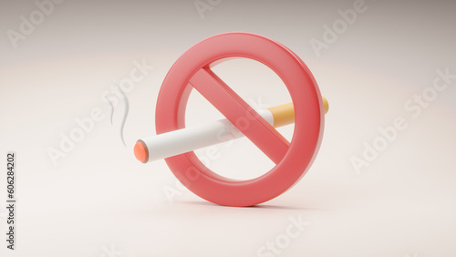 No Smoking concept, white background, 3d rendering