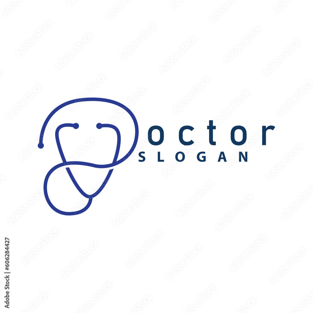Health Logo, Doctor Stethoscope Vector, Health Care Line Design, Icon Silhouette Illustration Health Logo, Doctor Stethoscope Vector, Health Care Line Design, Icon Silhouette Illustration