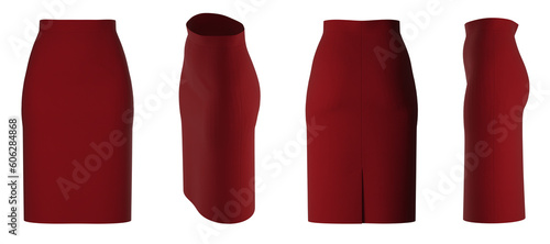 Woman skirt. Isolated. Business Skirt. Red Skirt