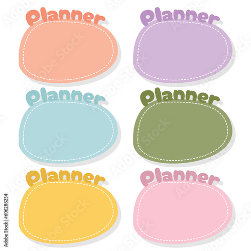 Cute blank paper notes. Stationery organizer set. Scrapbook notes and memo schedule.Printable planner stickers. To Do List sticky note pad. Digital planning element. Vector illustration.