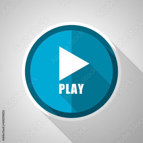 Free Download Play symbol, flat design vector blue icon with long shadow - GFXLoad