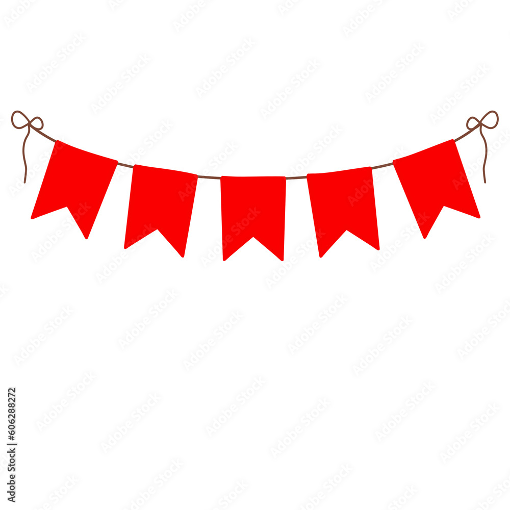 Obraz premium Watercolor red pennants Party flag. 