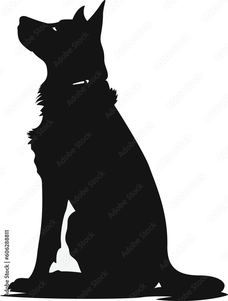 Shepheard Pet Dog Silhouette Black and White Classic Vector