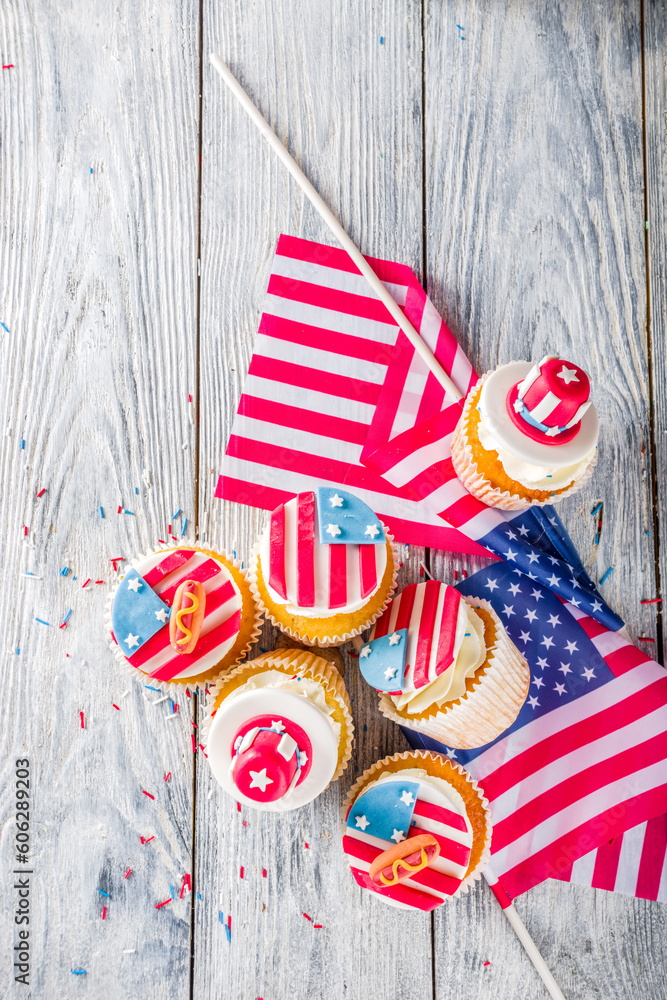 Fototapeta premium Patriotic USA cupcakes