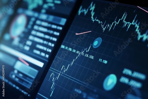 Financial Trading Charts Close-Up on Digital Display