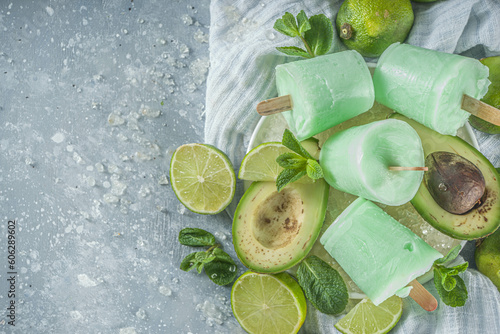 Avocado and lime popsicles photo