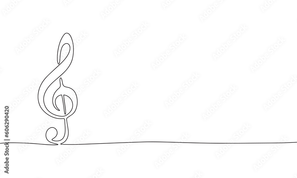 Treble clef isolated on white background. One line continuous musical notes art. Line art, outline, vector illustraiton. Treble clef isolated on white background. One line continuous musical notes art. Line art, outline, vector illustraiton.