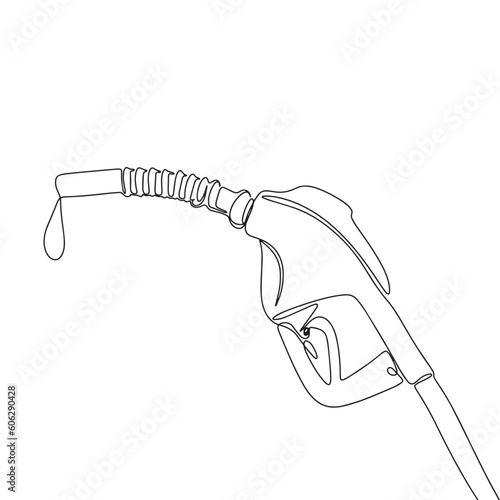 Gasoline pistol isolated on white background. One line continuous gasoline pistol art. Line art, outline, vector illustraiton. photo