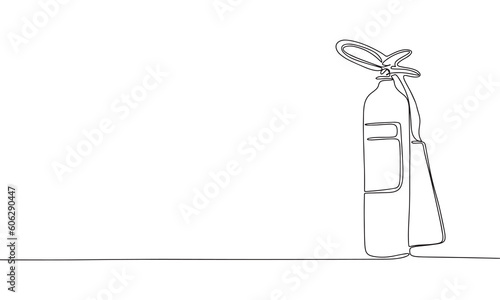 Fire extinguisher isolated on white background. One line continuous fire extinguisher art. Line art, outline, vector illustraiton.