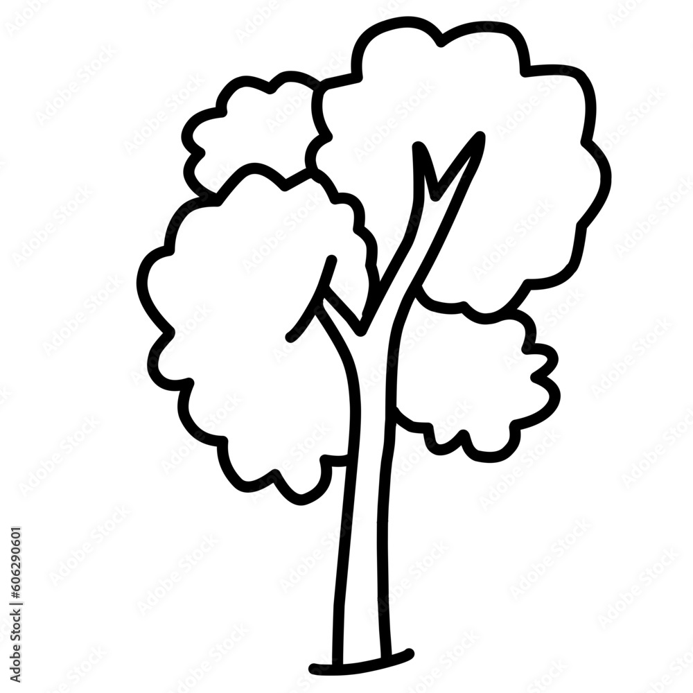 Tree Doodle Outline Vector 
