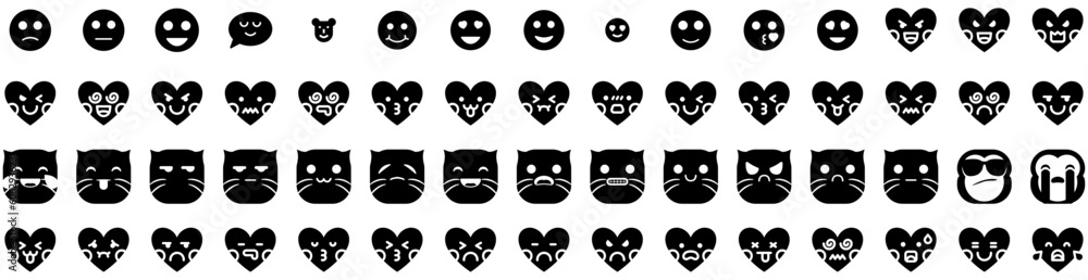 Set Of Emoji Icons Isolated Silhouette Solid Icon With Face, Emoticon, Symbol, Isolated, Vector, Icon, Sign Infographic Simple Vector Illustration Logo Set Of Emoji Icons Isolated Silhouette Solid Icon With Face, Emoticon, Symbol, Isolated, Vector, Icon, Sign Infographic Simple Vector Illustration Logo