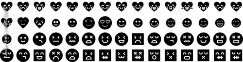 Set Of Emoji Icons Isolated Silhouette Solid Icon With Vector, Emoticon, Face, Sign, Icon, Isolated, Symbol Infographic Simple Vector Illustration Logo