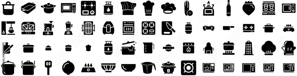 Set Of Cooking Icons Isolated Silhouette Solid Icon With Cook, Home, Recipe, Food, Kitchen, Cooking, People Infographic Simple Vector Illustration Logo Set Of Cooking Icons Isolated Silhouette Solid Icon With Cook, Home, Recipe, Food, Kitchen, Cooking, People Infographic Simple Vector Illustration Logo