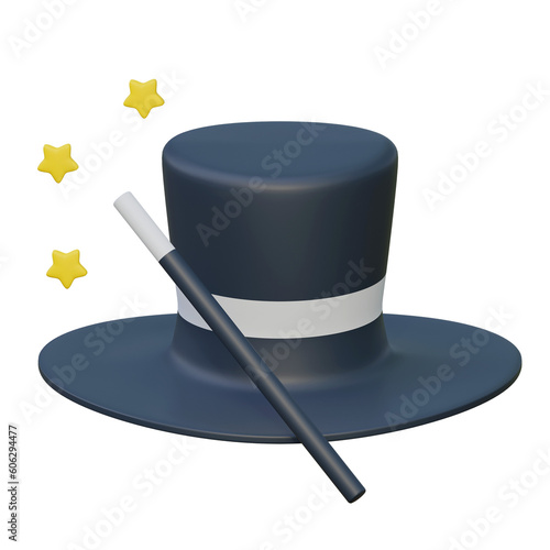 magician hat game icon 3d illustration