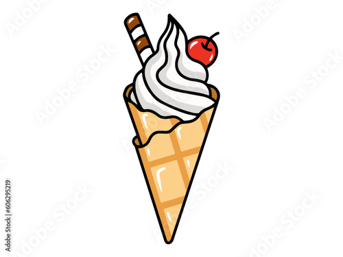 Vanilla Ice Cream Cone Illustration
