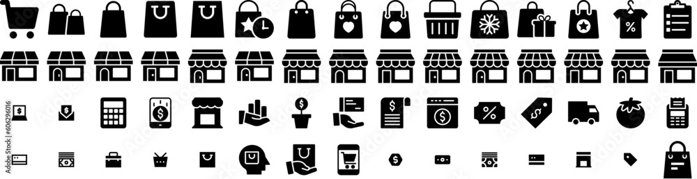 Set Of Shopping Icons Isolated Silhouette Solid Icon With Shop, Buy, Discount, Store, Sale, Business, Banner Infographic Simple Vector Illustration Logo Set Of Shopping Icons Isolated Silhouette Solid Icon With Shop, Buy, Discount, Store, Sale, Business, Banner Infographic Simple Vector Illustration Logo