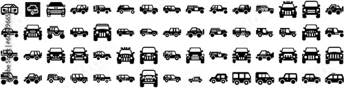 Set Of Automobile Icons Isolated Silhouette Solid Icon With Car, Automobile, Auto, Automotive, Vehicle, Electric, Technology Infographic Simple Vector Illustration Logo
