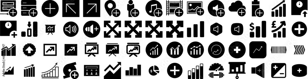 Set Of Increase Icons Isolated Silhouette Solid Icon With Finance, Growth, Profit, Increase, Arrow, Success, Business Infographic Simple Vector Illustration Logo Set Of Increase Icons Isolated Silhouette Solid Icon With Finance, Growth, Profit, Increase, Arrow, Success, Business Infographic Simple Vector Illustration Logo