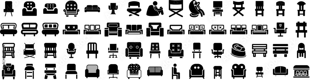 Set Of Chair Icons Isolated Silhouette Solid Icon With Chair, Isolated, Seat, Design, Armchair, Interior, Furniture Infographic Simple Vector Illustration Logo Set Of Chair Icons Isolated Silhouette Solid Icon With Chair, Isolated, Seat, Design, Armchair, Interior, Furniture Infographic Simple Vector Illustration Logo