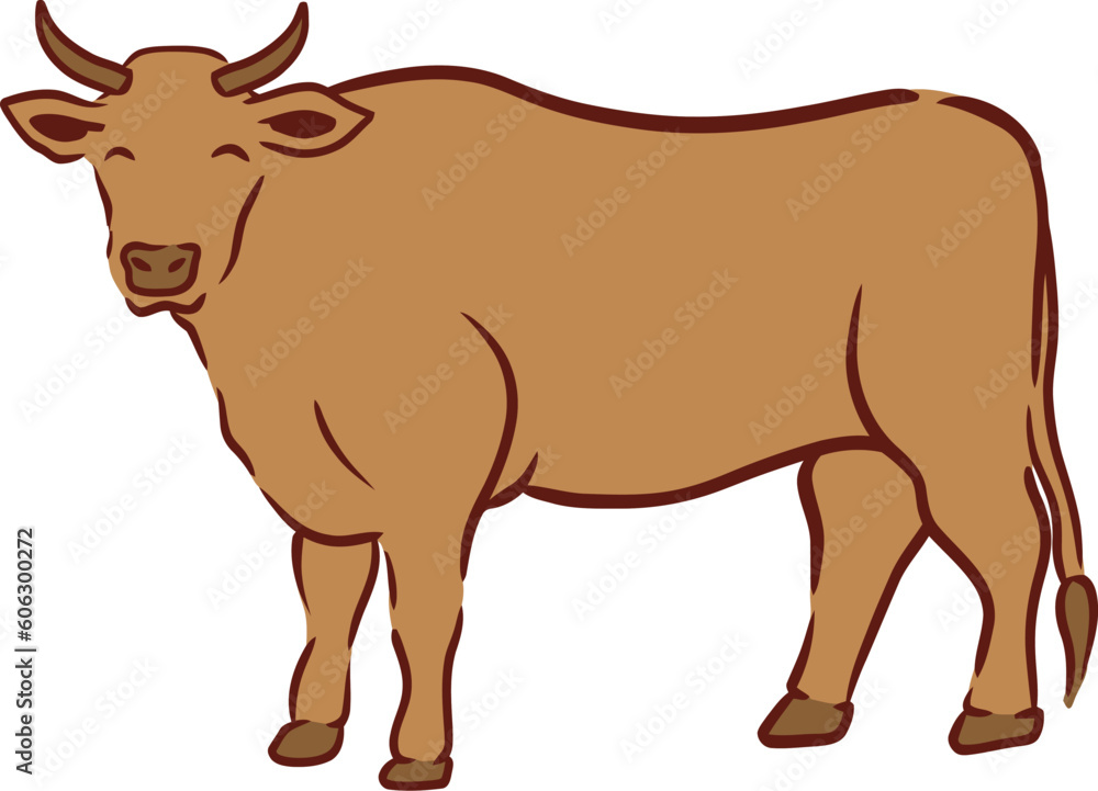 Islamic Animal Cow Flat Hand Drawn Illustration Islamic Animal Cow Flat Hand Drawn Illustration