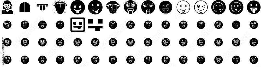 Set Of Tongue Icons Isolated Silhouette Solid Icon With Tongue, Closeup, Open, Face, Health, Mouth, Care Infographic Simple Vector Illustration Logo Set Of Tongue Icons Isolated Silhouette Solid Icon With Tongue, Closeup, Open, Face, Health, Mouth, Care Infographic Simple Vector Illustration Logo