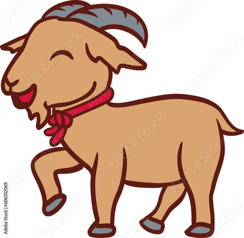Islamic Animal Sheep Flat Hand Drawn Illustration