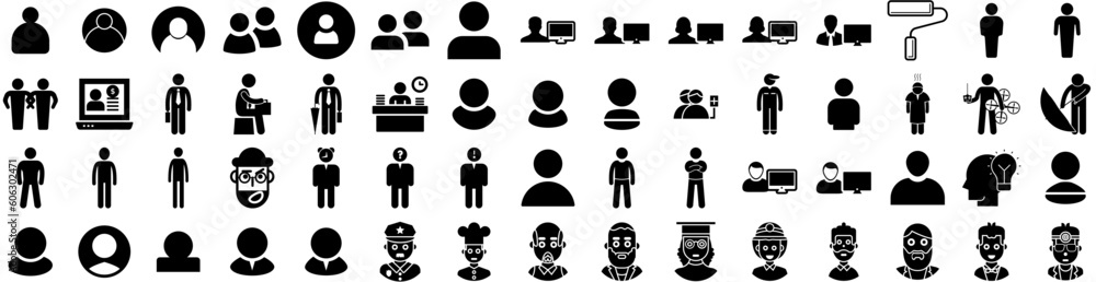 Set Of Person Icons Isolated Silhouette Solid Icon With Team, People, Business, Group, Person, Female, Office Infographic Simple Vector Illustration Logo Set Of Person Icons Isolated Silhouette Solid Icon With Team, People, Business, Group, Person, Female, Office Infographic Simple Vector Illustration Logo