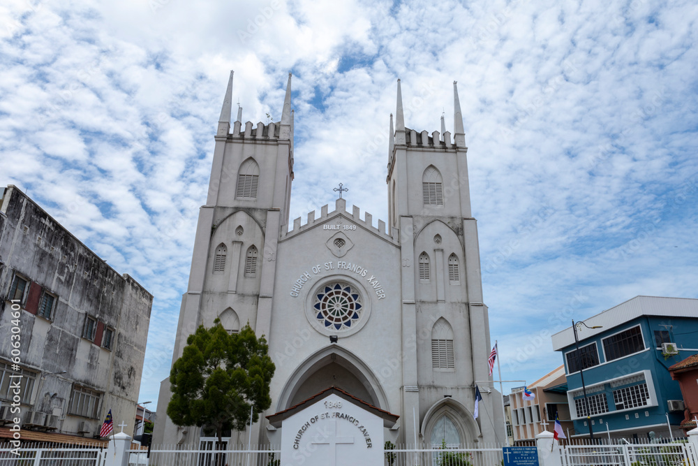 The historic church of st. francis xavier in the city of Malacca Malaysia